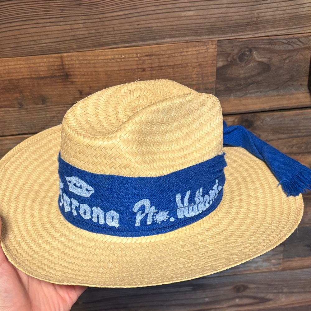 Corona Tan Straw Hat with Blue Band